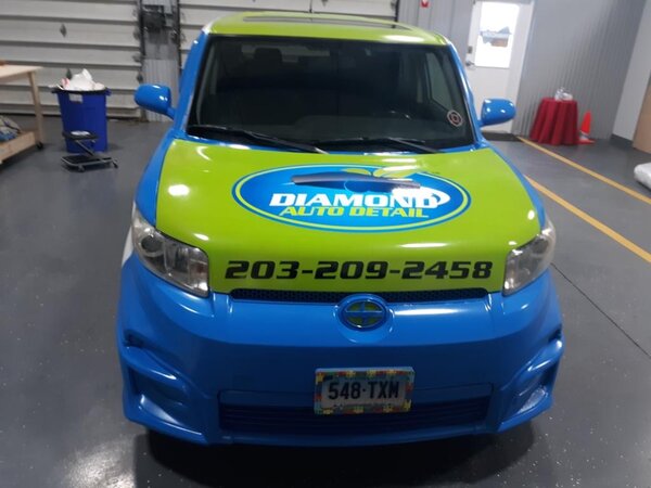 Custom decals on car installed by Paragon Signs and Graphics in Connecticut