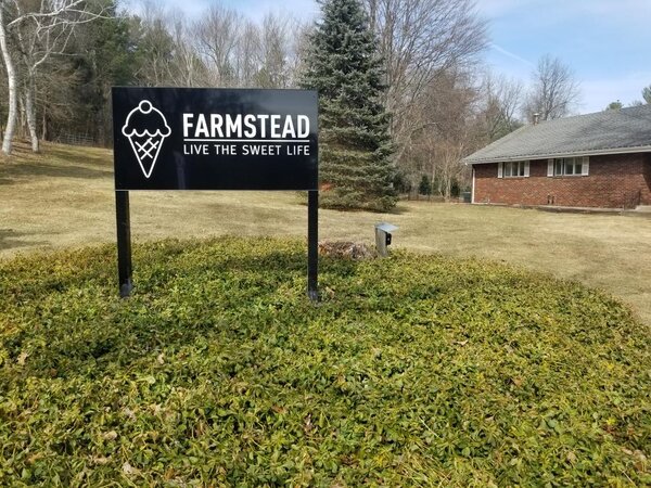 Custom yard sign of Farmstead made by Paragon Signs and Graphics in Connecticut