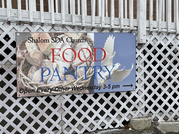 Metal plate sign of Food Pantry made in CT