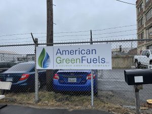 Custom metal plate sign for American Green Fuels by Paragon Signs and Graphics in Connecticut