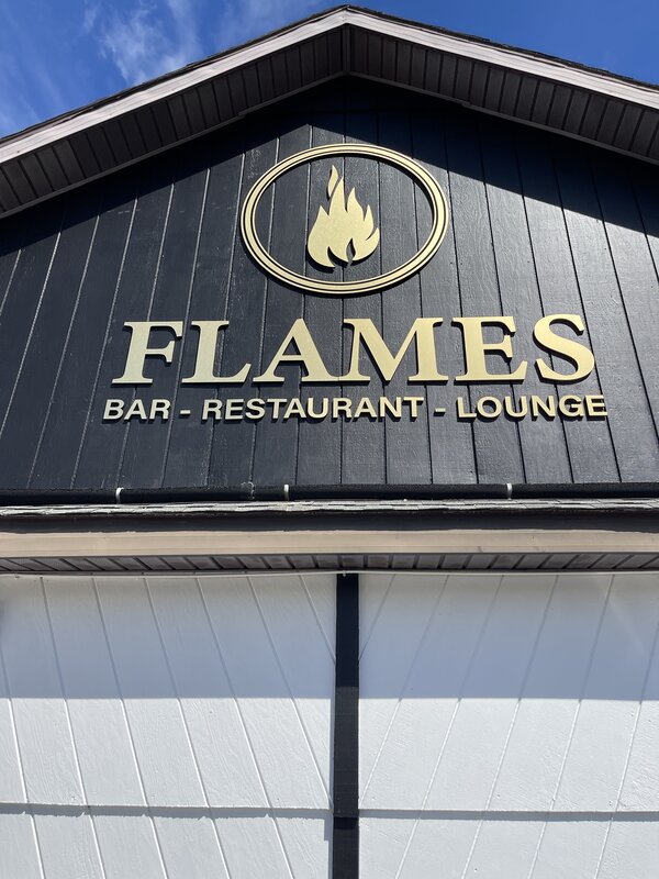 3D sign of Flames bar, restaurant & lounge manufactured by Paragon Signs & Graphics in Connecticut