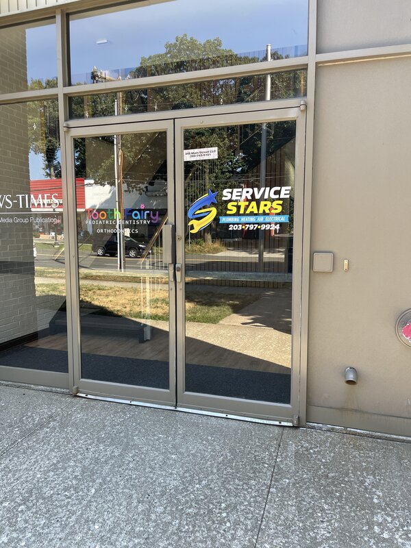 Door graphics of service stars designed by Paragon Signs & Graphics in Connecticut