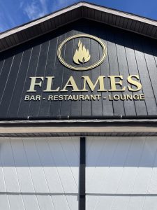 Outdoor 3D sign of Flames bar, restaurant & lounge manufactured by Paragon Signs & Graphics in Connecticut