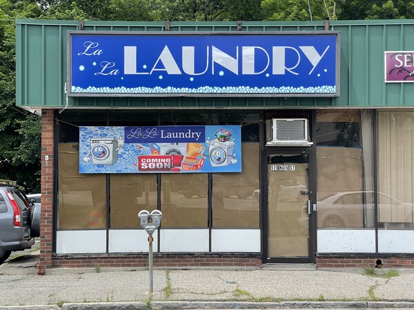 Storefront cabinet signs for Laundry in Connecticut