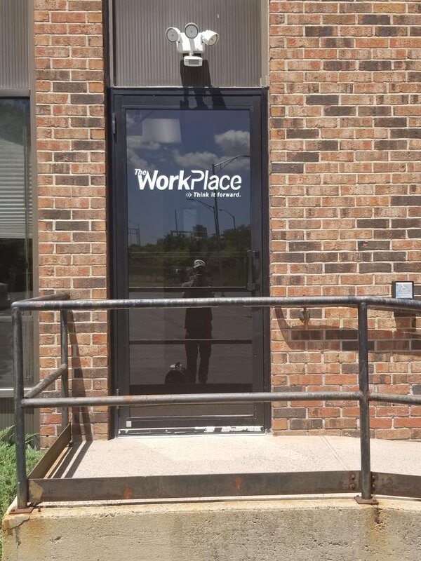 Vinyl sign of workplace on door made by Connecticut Sign Company