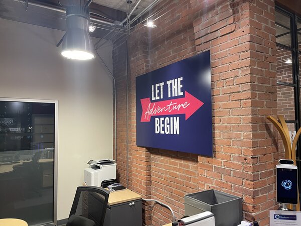 Custom panel sign for Let The Adventure Begin fabricated in Connecticut