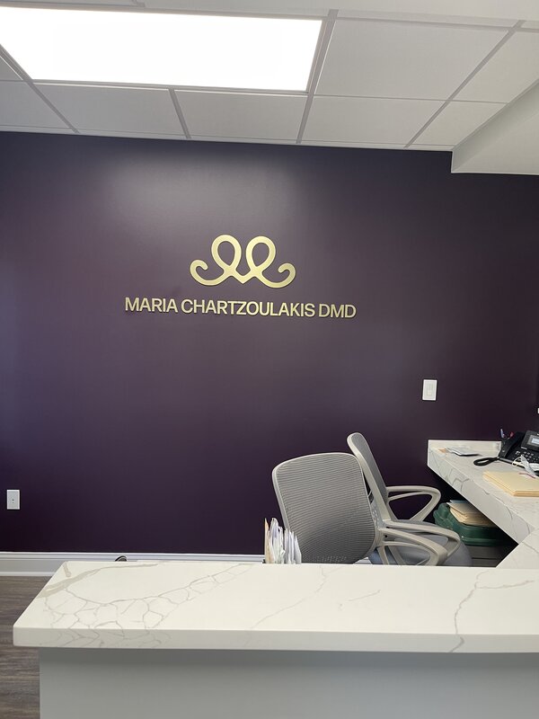 Dimensional lobby signs for Maria made by Connecticut Sign Company
