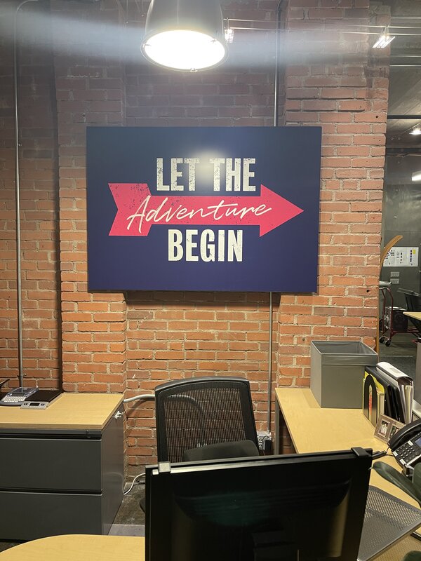 Panel sign for Let The Adventure Begin fabricated in Connecticut
